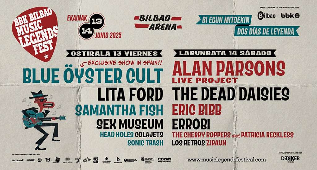 El BBK Bilbao Music Legends Fest 2025 cierra el cartel con Blue Öyster Cult, The Dead Daisies, Eric Bibb y Errobi